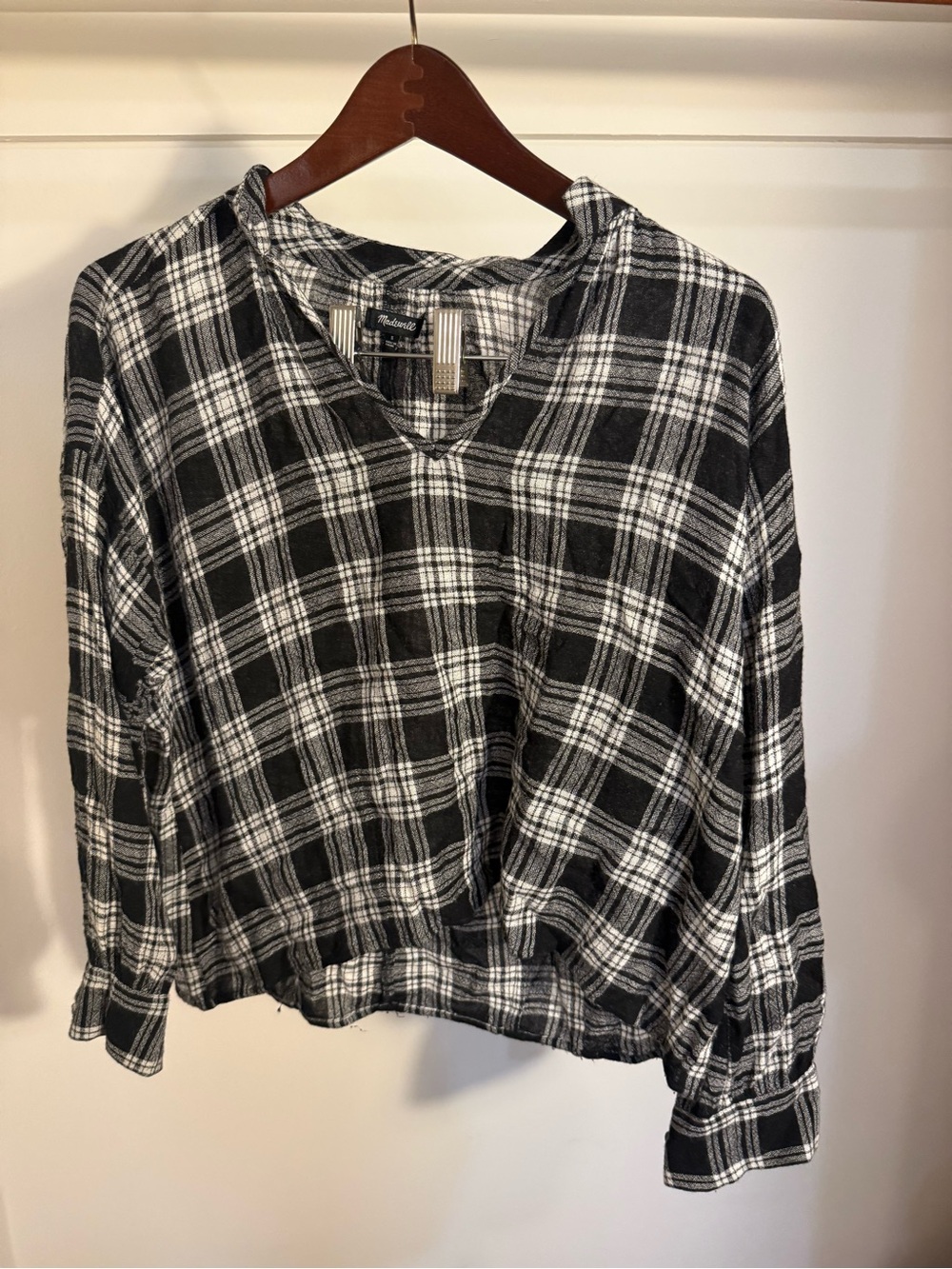 Madewell Black and White Plaid Button-Down Shirt S